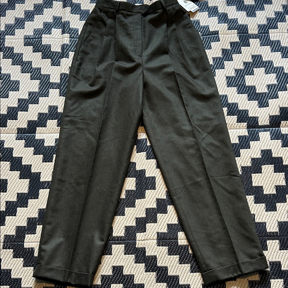 NWT Ralph Lauren 80’s Style Women’s 10p Deep Olive, Pleated Wool Trousers